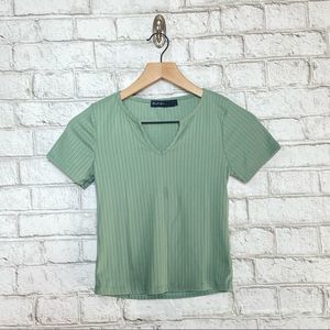 Mint Green V Neck Crop Top Size XS